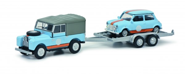 Land Rover 88 mit Hänger und Mini